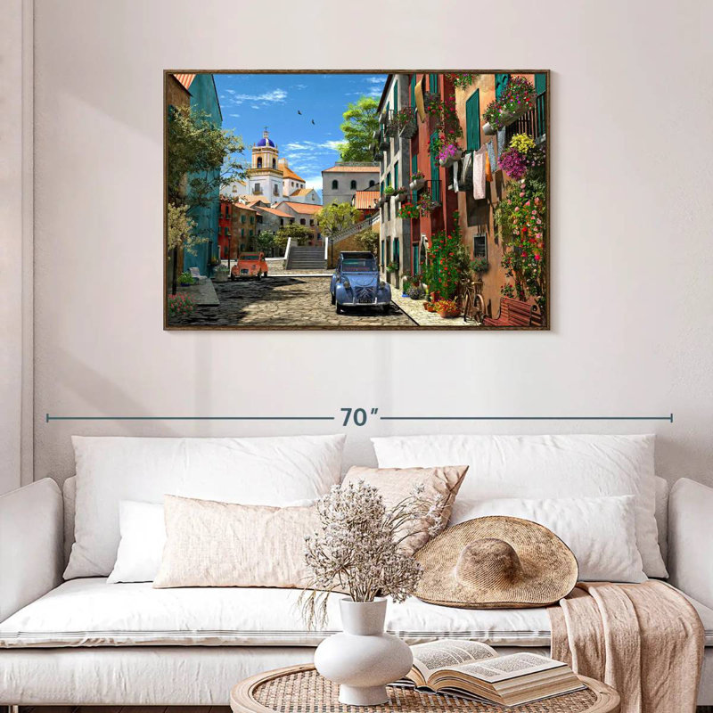 Méditerranée matin, Cadre flottant noyer, 43 po x 29 po