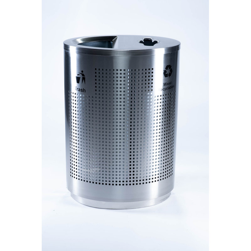 Precision Series Steel Open Multi-Compartments Trash & Recycling Bin - 40 Gallons