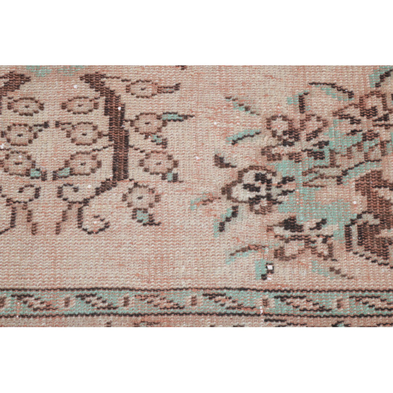 Vintage Handmade Small Turkish Antique Rug in Floral Bohemian Style for Oriental Floor Decor