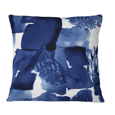Abstract Impression In Classic Blue On White I - Modern Printed Throw Pillow