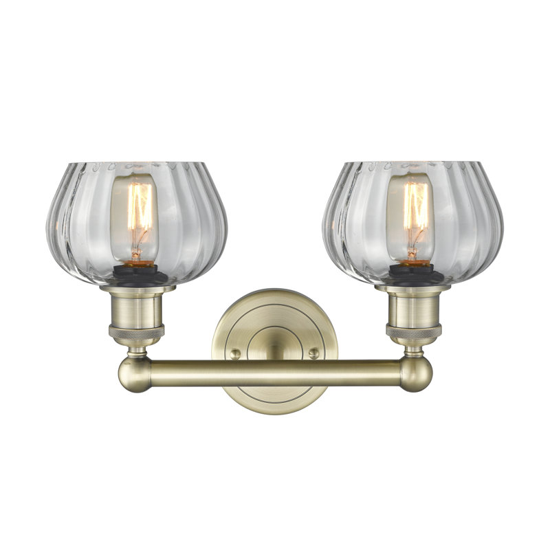 Éclairage pour meuble-lavabo à 2 lumières, Transparent, Laiton antique