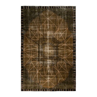 One-of-a-Kind Pasha Geometric Hand-Knotted 6'9"" x 10'7"" Wool Brown/Black Area Rug -  Rug & Kilim, 13764