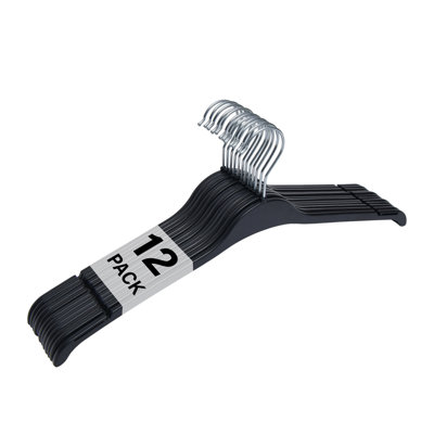 Non-Slip Pack of 50 Black Plastic Hangers