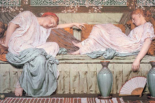 Imprimé pommes par albert joseph moore, H 24 po x l 36 po x P 1,5 po
