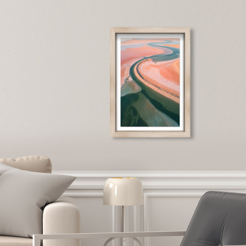 Peach Sand Print by Oliver Gal, 11.5"H x 16.5"W, Natural Oak Shadowbox
