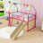 Twin Metal House Loft Bed With Slide And Ladder-1100496202