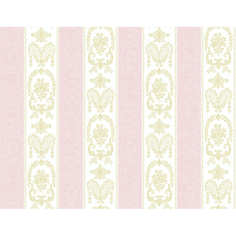 Aavash Morie Stripes 27' L x 27" W Smooth Wallpaper Roll, Carnation/Beige
