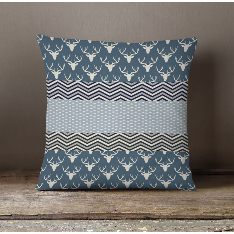 Throw Pillow With Insert, Blue Chevron 2, 18"H x 18"W
