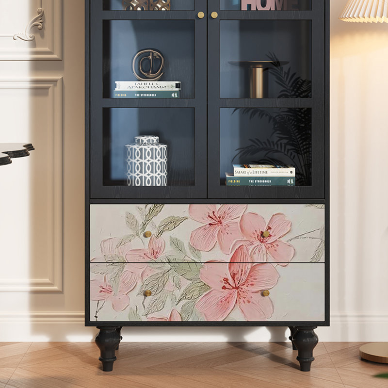 Vitrine en bois massif Floral