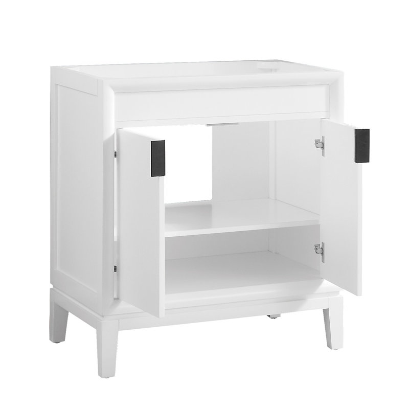 Ensemble de meuble-lavabo simple 31 po Emma, Marbre blanc de Carrare, Blanc