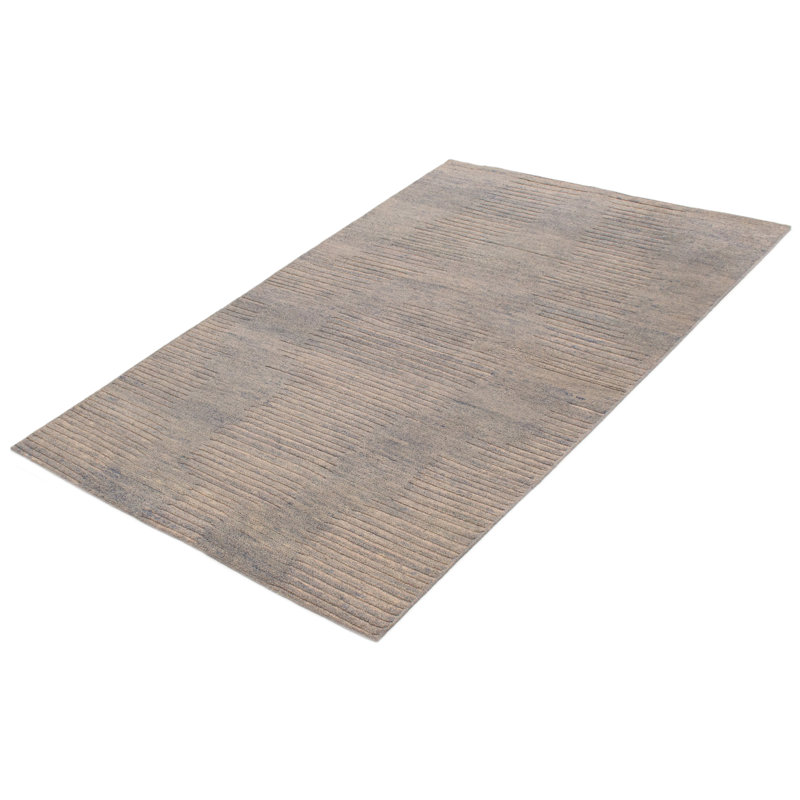 Tapis bleu denim clair en laine noué à la main 5 pi 0 po x 7 pi 11 po