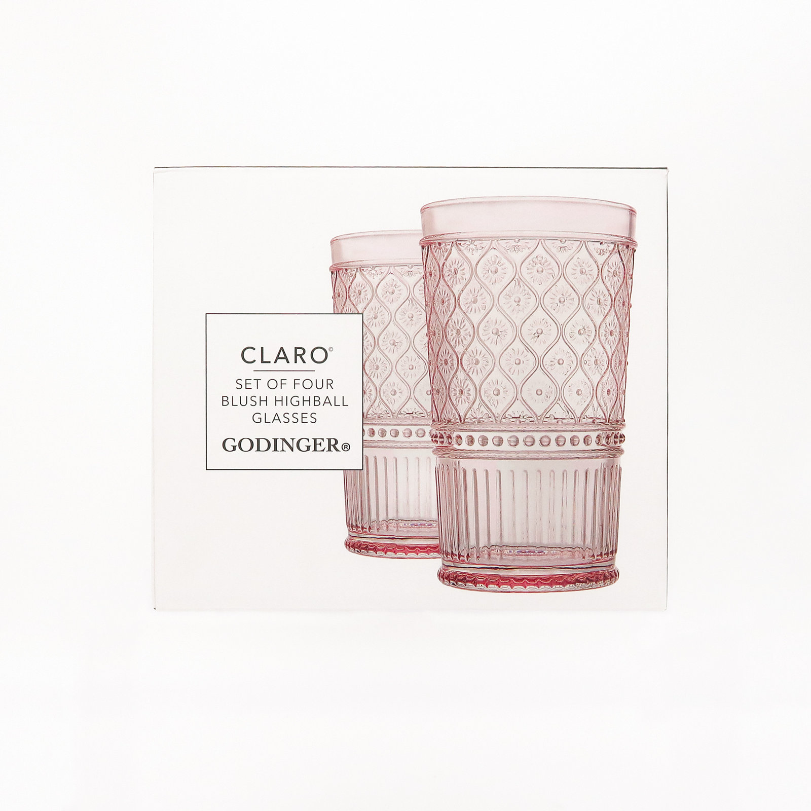 Claro Highball Glasses, 17 oz., Pink