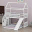 Lit superposé en forme de maison avec glissière intégrée et escalier de rangement-1012342401