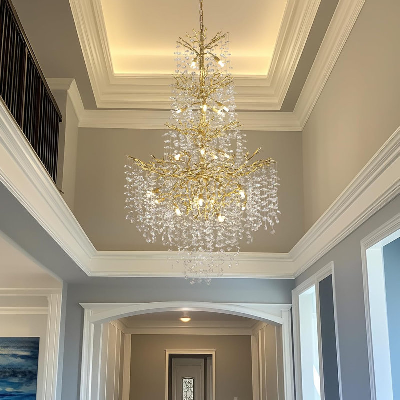 23 - Light Dimmable Modern Tree Branch Crystal Chandelier For Dining Room, Gold