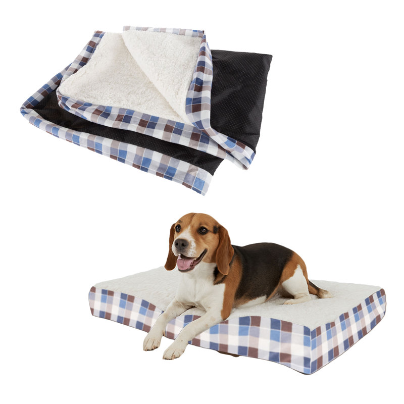 PETMAKER Dog Bed Replacement Cover, 23" W x 32.5" L, Brown/Blue