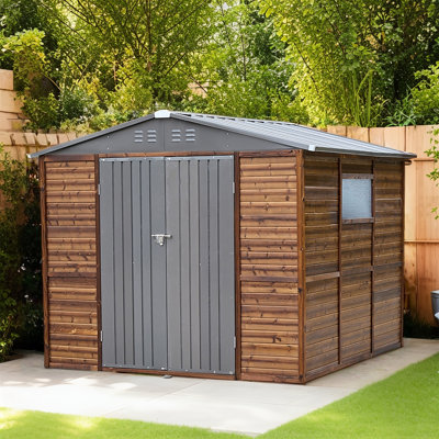Outdoor 7ft×8ft  Weather-Resist Tool Shed Storage Shed with  Window  Ventilation,Rust-Proof,Easy Assembly