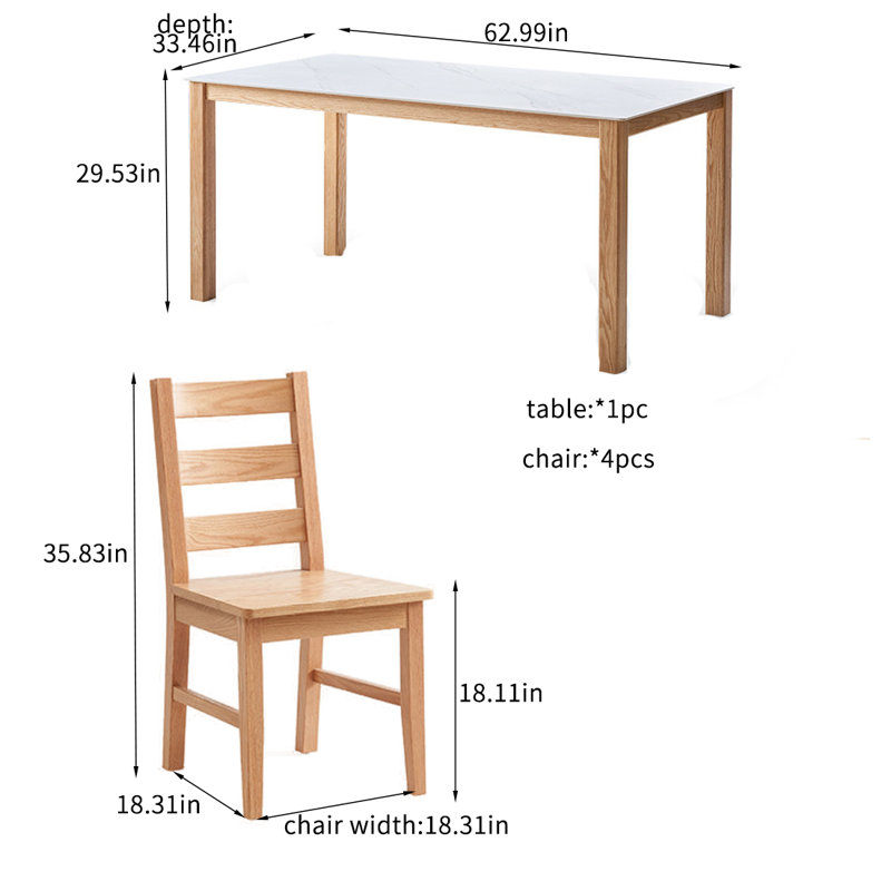 Simple solid wood rock plate dining table sets.