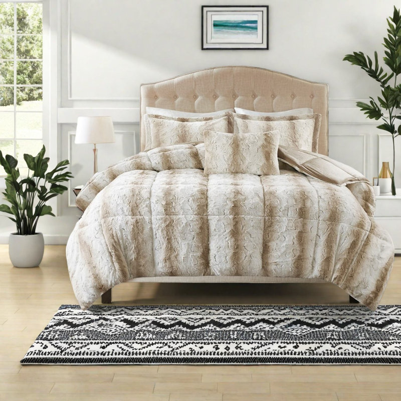 Ensembles de literie luxueux en fausse fourrure, polyester confortable, style moderne pour les maisons confortables