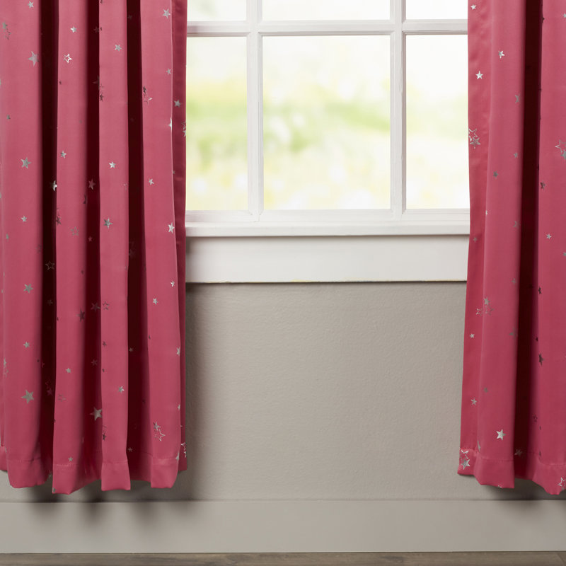 Room Darkening Curtain Pair, Pink, 132cm W x 213cm L