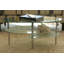 Table basse moderne en verre avec tablette de rangement, pieds en métal chromé, table de salon ovale en verre trempé à 2 niveaux-92465775
