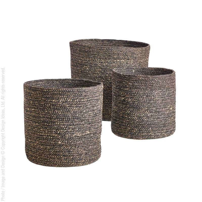 Ensemble de paniers 3 pièces Melia, H 14,2 po x l 14,2 po x P 14,2 po, Noir