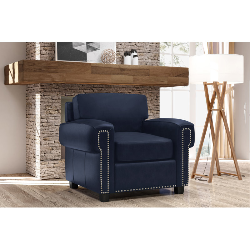 Ensemble de salon en cuir 3 pièces Fardin, Cuir véritable cobalt