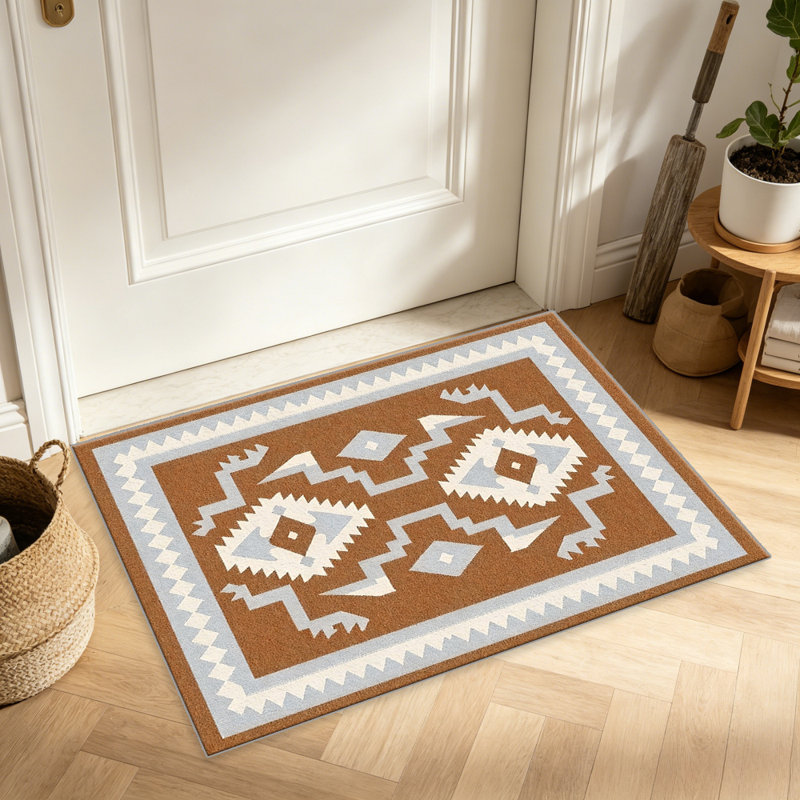 Terracotta Kilim Rug carpet-easy to clean, machine-washable, soft and comfortable; suitable for door mats, kitchens, living rooms, bedrooms, corridors, and laundry areas. Easy to clean, durable carpet for home decoration.
