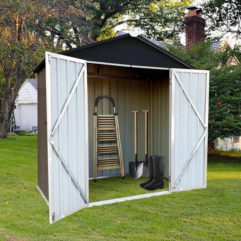 4Ft X 6Ft Outdoor Storage Shed With Apex Roof, Brown/Black