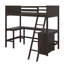Lit mezzanine simple avec tablettes intégrées et zone d'étude, y compris poste de travail-1128135355