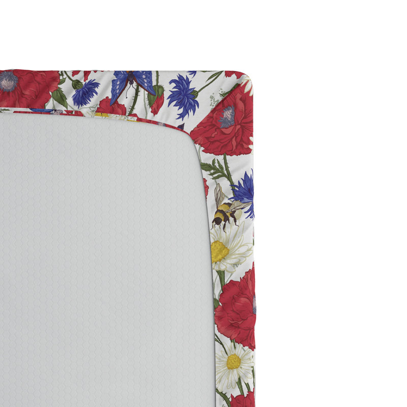 Microfiber Fitted Sheet, Twin Fitted Sheet, Red Floral