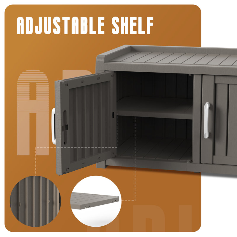  31.89" 2-Door 8+ Pairs Shoe Storage Cabinet and Shoe Storage Bench, Gray