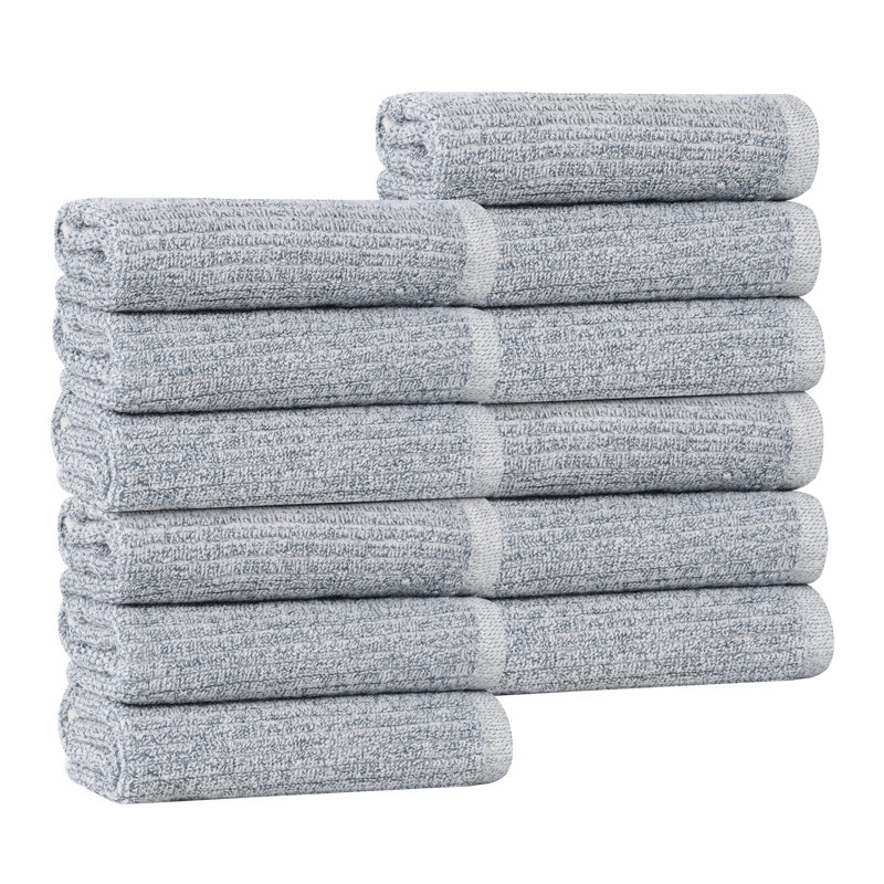 Essuie-mains en mélange de coton et viscose Destin, Bleu denim