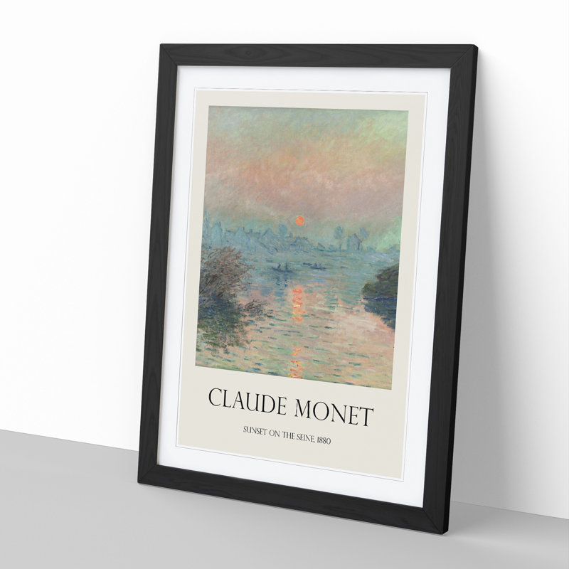 Sun Setting On The Seine by Claude Monet Framed Print, Black Framed, 65cm H x 48cm W x 2cm D