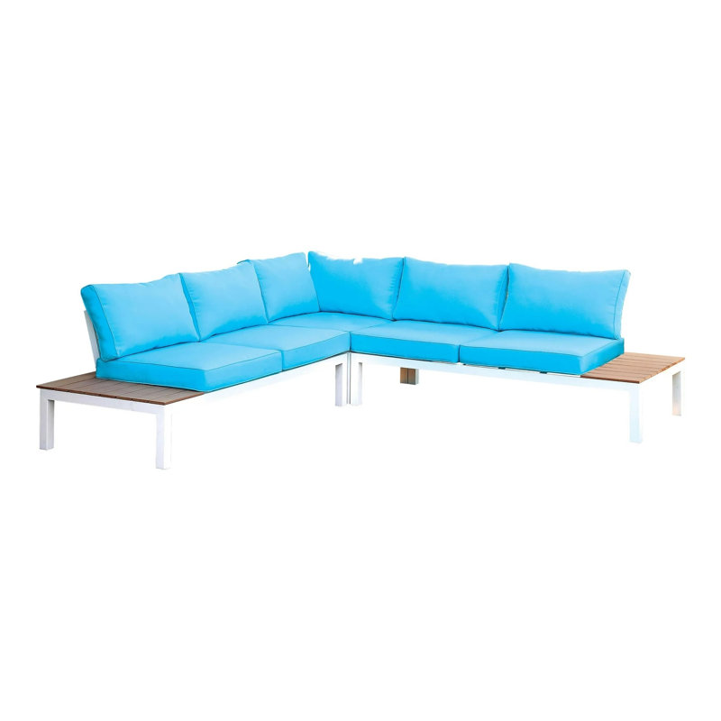 Canapé modulaire de patio contemporain de 98 po avec table, bleu