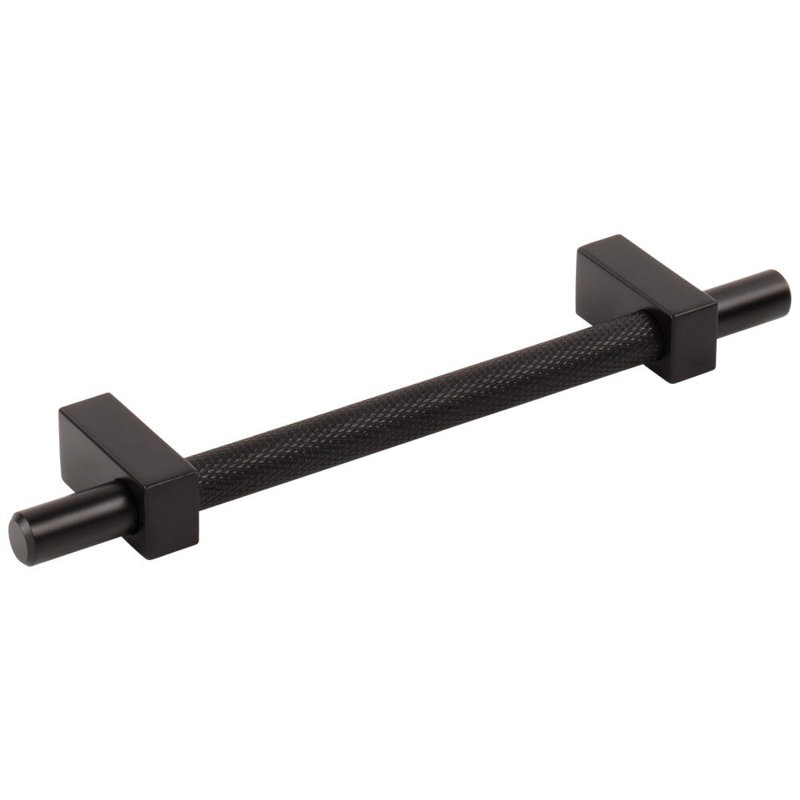 Larkin 3 Knurled Center Bar Pull, Matte Black, 12"