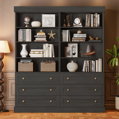 Bibliothèque standard H 71 "avec 3 tiroirs et 4 tablettes ouvertes, rangement en bois moderne