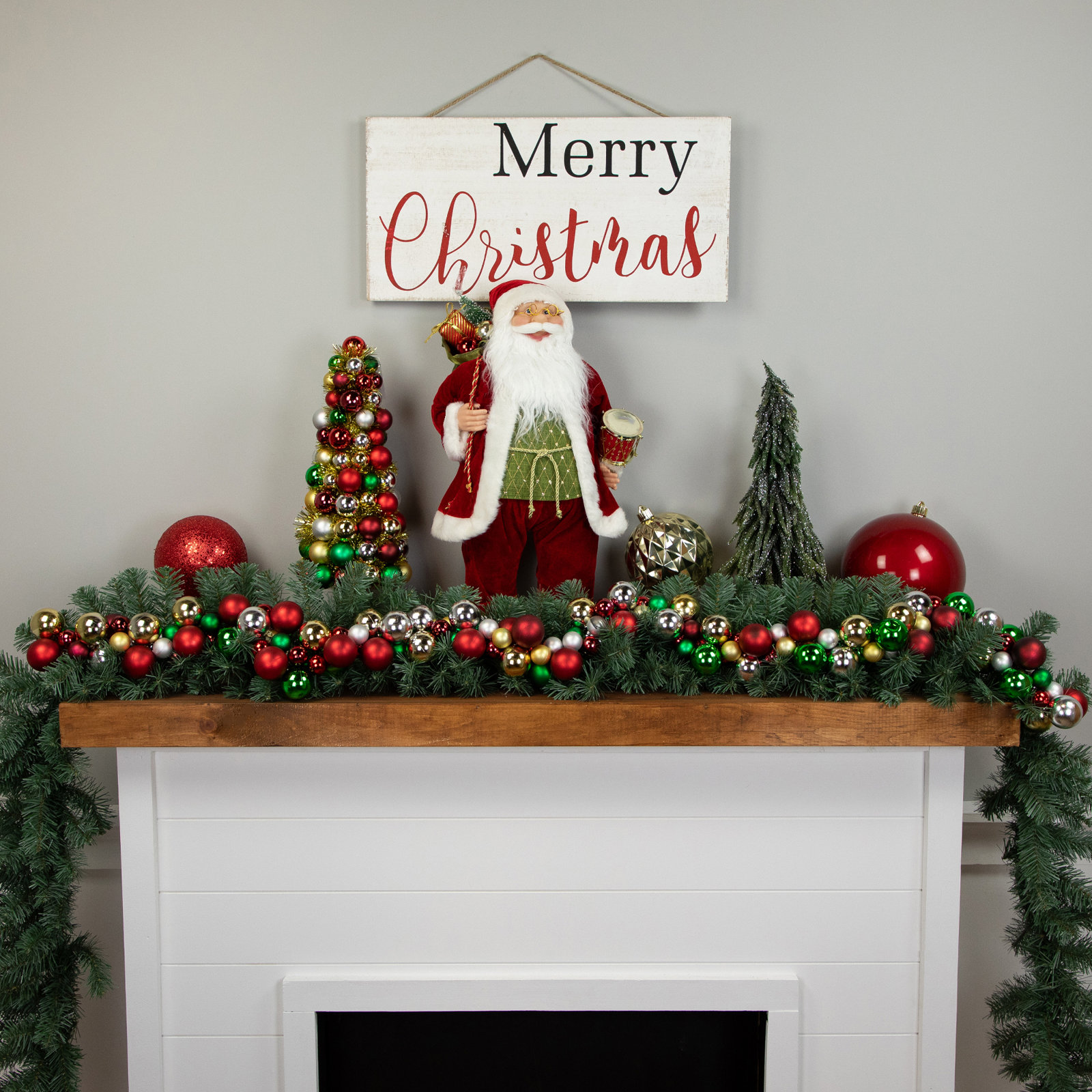 6' Shatterproof Ball Christmas Garland, Gold/Red/Green