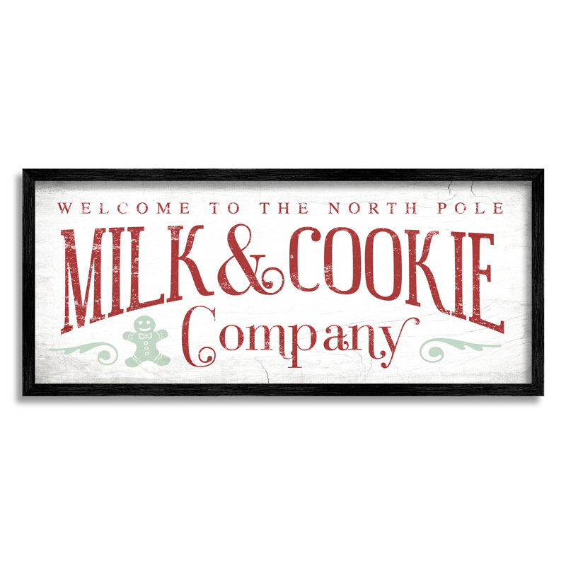 «Milk and Cookie Company Sign» par Lil 'Rue - Art textuel sur toile, H 10 po x l 24 po x P 1,5 po