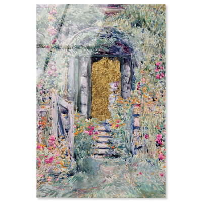 Golden Door Garden High-Gloss Frameless Acrylic Glass Wall Art Landscape by Art Remedy, Ready to Hang, 16 x 24