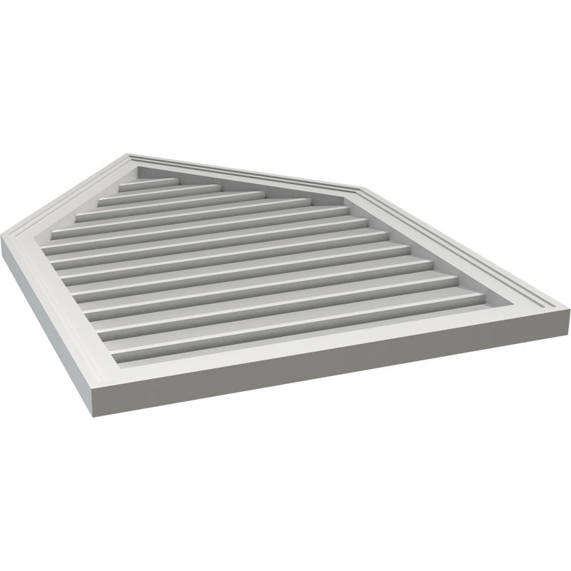 Peaked Top Surface Mount Signature Urethane Functional Gable Vent 14/12 Pitch, Primed Tan, 38" H x 26" W x 1.5" D