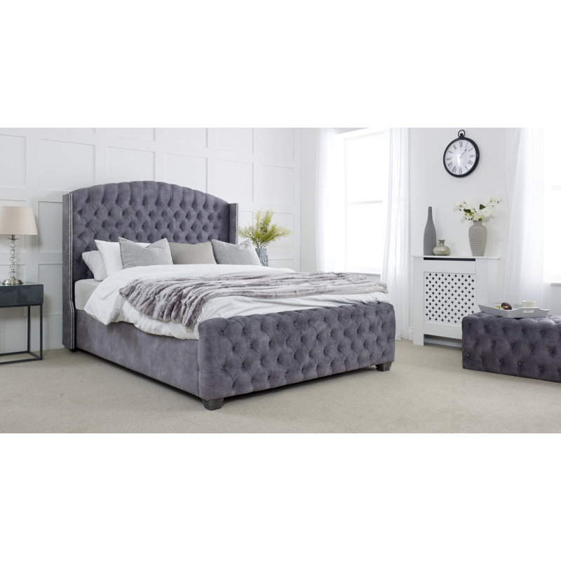 Ginnie Upholstered Bed, Grey, Single (3')