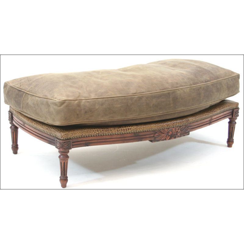 Leather Ottoman, Africa Antique Red, Brushy Bayou