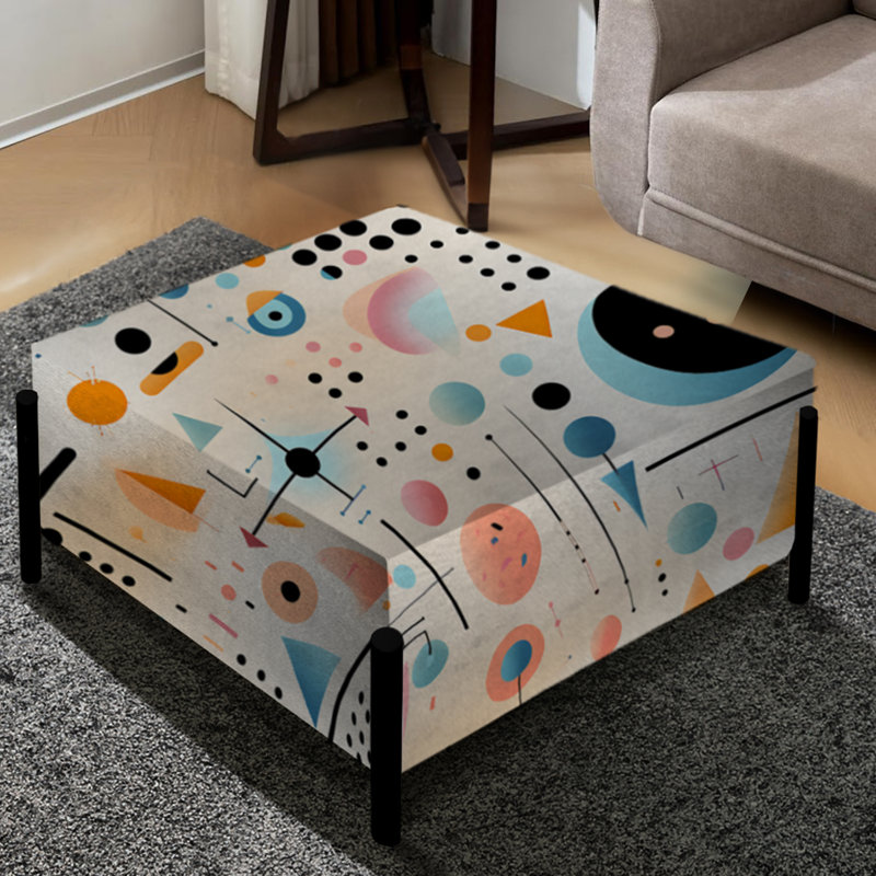 Multicolore éclectique géométrique diversifié - grand repose-pieds carré éclectique