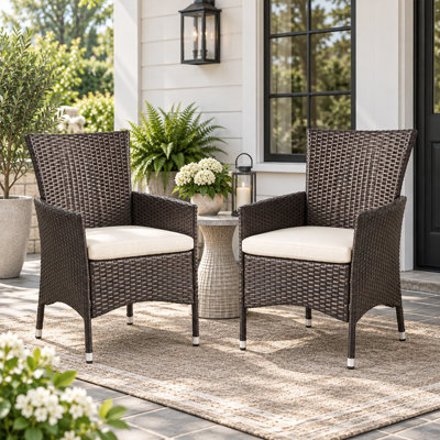 Outdoor PE Wicker Dining Chairs Set of 2