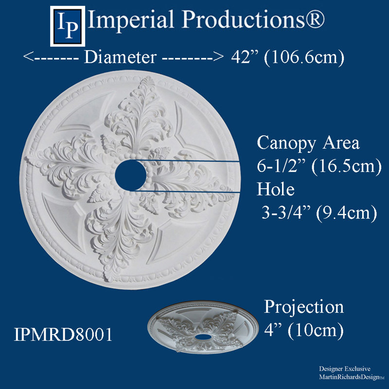 Médaillon de plafond, H 4 po x l 42 po x P 42 po