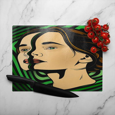 Portrait of woman Designer Glass Chopping Board