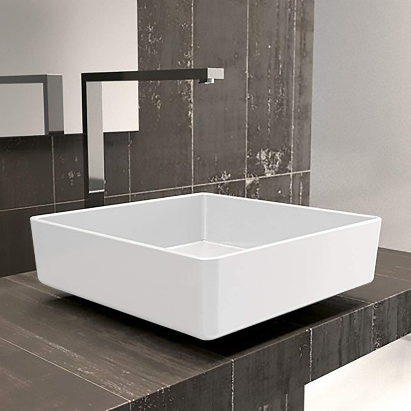 Lavabo de salle de bain vasque carrée, Blanc