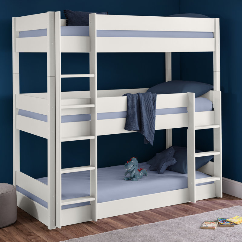 Manila Twin Over Twin Triple Sleeper Bunk Bed, Surf White