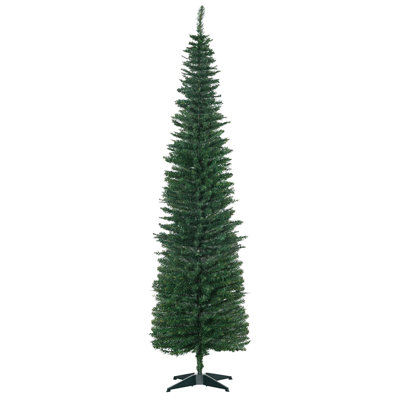 7' Artificial Pencil Christmas Tree, Slim Xmas Tree with 499 Realistic Branch Tips and Plastic Stand