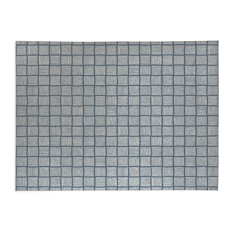 Tapis de cuisine léger antidérapant Tally Blocks, Bleu, Rectangulaire 3 pi x 5 pi